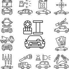 Poster - Car tire change, car repair icon in a collection with other items