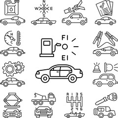 Poster - Fuel counter, car repair icon in a collection with other items