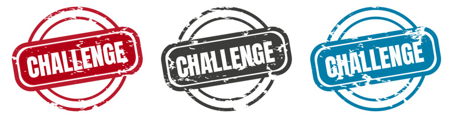 challenge stamp. challenge round isolated sign. challenge label set