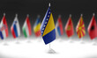 The national flag of the Bosnia and Herzegovina on the background of flags of other countries
