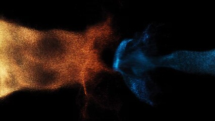 Wall Mural - abstract background liquid hot and cold energy particles sparkles turbulent flows colliding mixing
