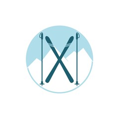 Poster - Ski equipment icon isolated on white background. Snow ski and a stick icon