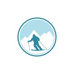 Poster - Ski equipment icon isolated on white background. Snow ski and a stick icon