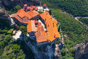 top-down view of Orthodox monastery complex Meteora, Greece. High quality photo