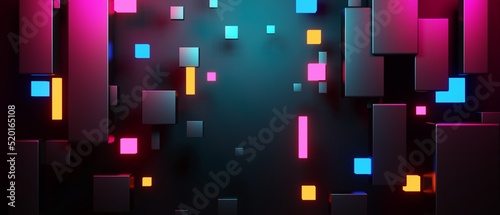Fototapete abstract backgound video game of esports scifi gaming cyberpunk, vr virtual reality simulation and metaverse, scene stand pedestal stage, 3d illustration rendering, futuristic neon glow room