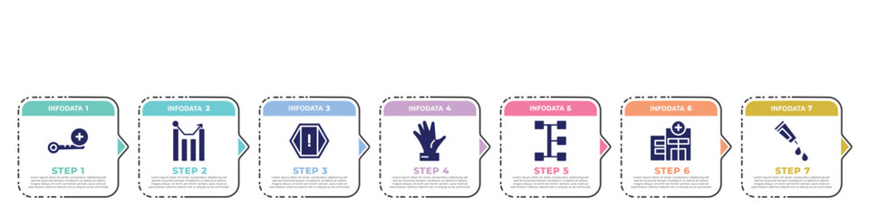 Poster - concept infographic design template. included high temperature, statistics, attention, hand, transmission, clinic, gel icons and 7 option or steps.
