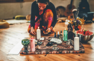 Wall Mural - Cacao ceremony space, heart opening medicine. Ceremony space.