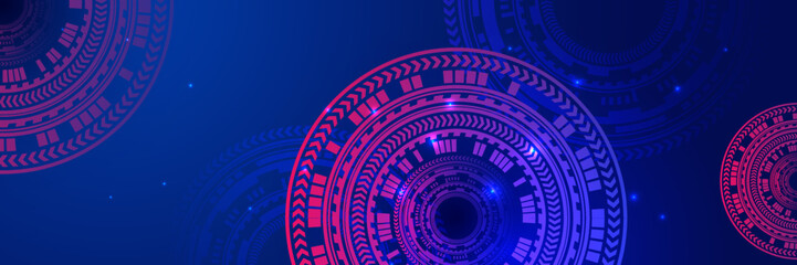 Fototapete - abstract technology particles lines mesh background. blue technology digital banner design