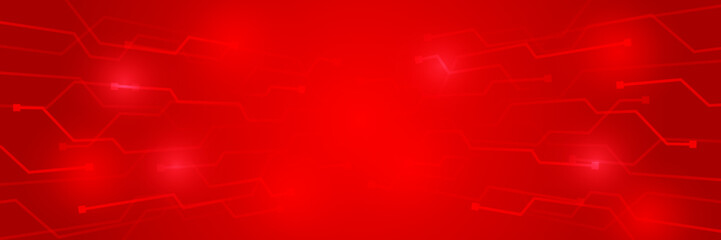 Poster - abstract red technology banner design. Abstract technology background, Hi tech digital connect, communication, high technology concept, science background