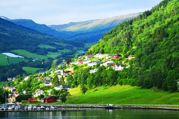 Wall Mural - Vik is a municipality in Vestland county, Norway. It is located on the southern shore of the Sognefjorden in the traditional district of Sogn.