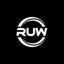 RUW Letter Logo Design With Black Background In Illustrator, Vector Logo Modern Alphabet Font Overlap Style. Calligraphy Designs For Logo, Poster, Invitation, Etc.