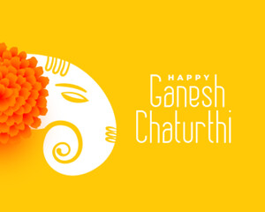 Wall Mural - happy ganesh chaturthi festival background with beautiful flower