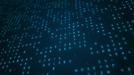Futuristic information technology background. binary code high tech background. Random Animation of Hexadecimal Digital codes 