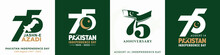 Karachi - August 14, 2022. Pakistan Jashn-e Azadi (Translation: Independence Day). 75 Years Anniversary. Jubilee Logo. Vector Illustration.