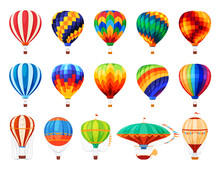 Set Of Colorful Beautiful Hot Air Balloons. Vector Illustration