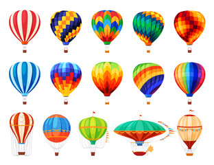 set of colorful beautiful hot air balloons. vector illustration