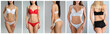 © New Africa - Collage with photos of women wearing underwear on light grey background. Banner design