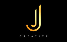 J Letter Logo Monogram With Gold Golden Lines And Minimalist Design Vector