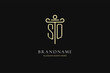 Luxury modern monogram SQ logo for law firm with pillar icon design style
