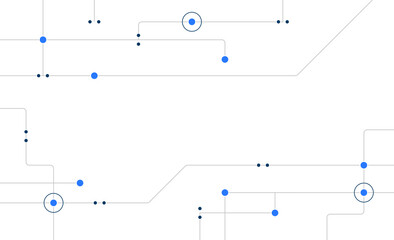 Wall Mural - Modern circuit board system technology connected dots and lines background template. Blockchain linked global digital database graphic vector