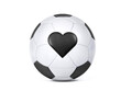 Isolated white football with heart shaped black diamond