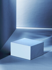 Aufkleber - Empty elevated base, blue toned image. 3d computer graphic template of displaying place for your products. Blank template.