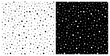 Set of monochrome irregular polka dot seamless repeat pattern. Random placed, vector stains in black and white.