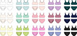 Set of bra and knickers technical sketch. Two-piece swimsuit collection. Women's underwear design templat.