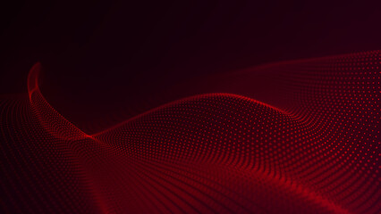 Fototapete - Technology background . Futuristic point wave. Abstract digital wave of particles. 3d rendering,