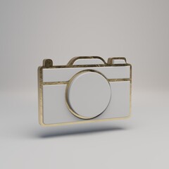 Poster - camera icon. photo, video shooting. golden camera on a white background. 3d illustration. 3d render
