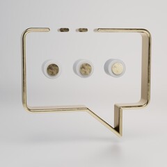Poster - communication in social networks. correspondence. messages. golden color message icon isolated on white background. 3d illustration. 3d render