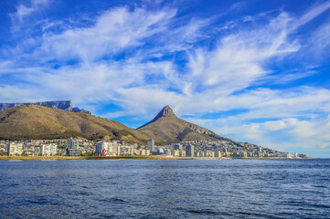 Lion's head and signal hill along Atlantic coast in cape town