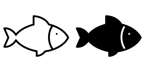 Fototapete - ofvs38 OutlineFilledVectorSign ofvs - fish vector icon . isolated transparent . raw fish silhouette . black outline and filled version . AI 10 / EPS 10 . g11346