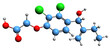  3D image of Etacrynic acid skeletal formula - molecular chemical structure of  loop diuretic isolated on white background
