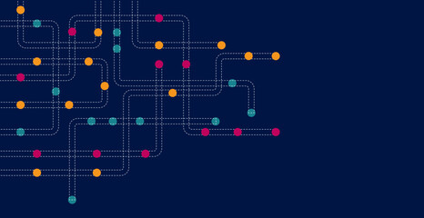 Circuit connect lines and dots. Network technology and Connection concept. Decentralized network nodes connections