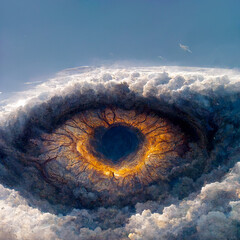 Wall Mural - a giant eye watches from the clouds