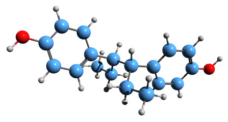 Wall Mural -  3D image of Hexestrol skeletal formula - molecular chemical structure of  nonsteroidal estrogen isolated on white background