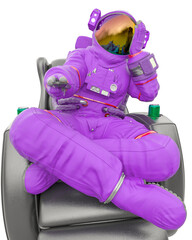 astronaut is relaxing on the recline arm chair front view