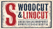 A rough edged alphabet that carries the effect of two traditional printmaking techniques: woodcut printing or linoleum cut printing.