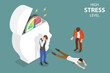 3D Isometric Flat Vector Conceptual Illustration of High Stress Level, Depression and Overwork