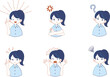 © ネム - スーツ姿の女の子の色々な表情のイラストのセット