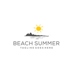 Poster - Beach summer logo design modern creative idea vector design inspiration