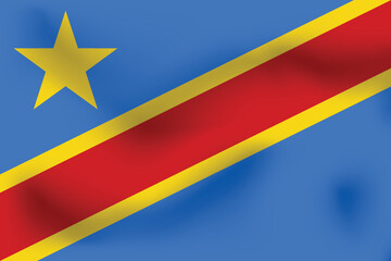 Wall Mural - National flag of Democratic Republic of Congo. Realistic pictures flag