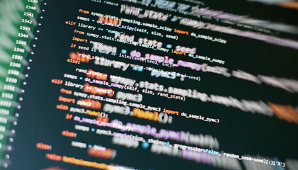 IT business. Python code computer screen. Mobile application design Concept.