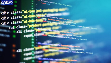 IT business. Python code computer screen. Mobile application design Concept.