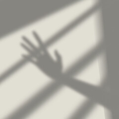 Shadow from window and hand waving on white wall vector illustration