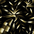 glow tropical plants leaves on the dark background seamless pattern. night jungle illustration pattern. rainforest wallpaper. green vintage nature seamless pattern with plants foliage ornament 
