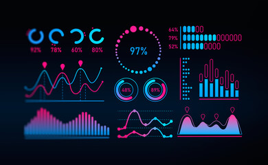 Poster - Forex graph chart with numbers, lines and analytics