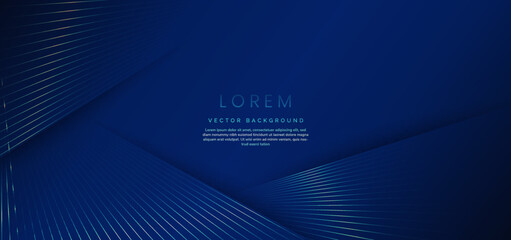 abstract luxury golden lines curved overlapping on dark blue background. template premium award desi