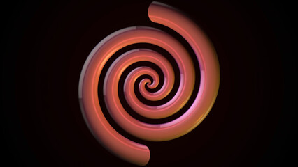 Poster - Abstract animation of 3d glossy and sleek colorful spiral twisting on the black background. Animation. Simple geometrical composition.